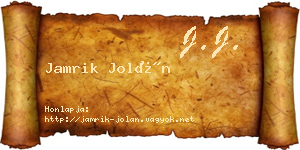 Jamrik Jolán névjegykártya